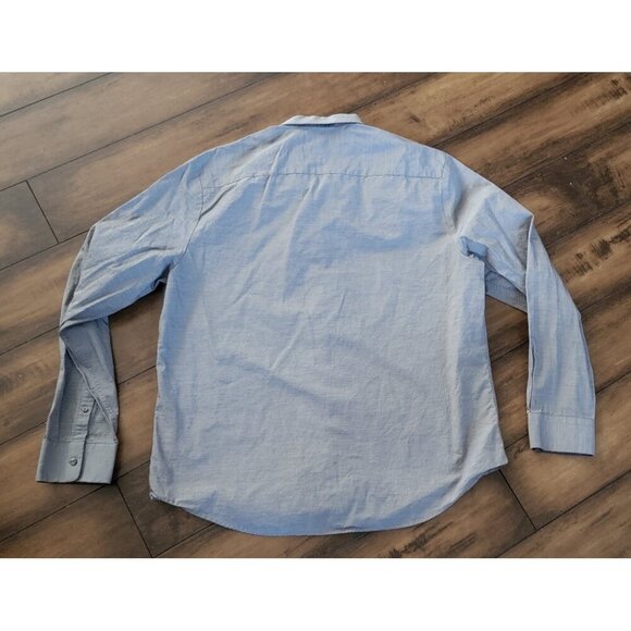 Calvin Klein Gray 100% Cotton Dress Shirt XL Horizontal Pinstripes Button Down - Picture 7 of 7